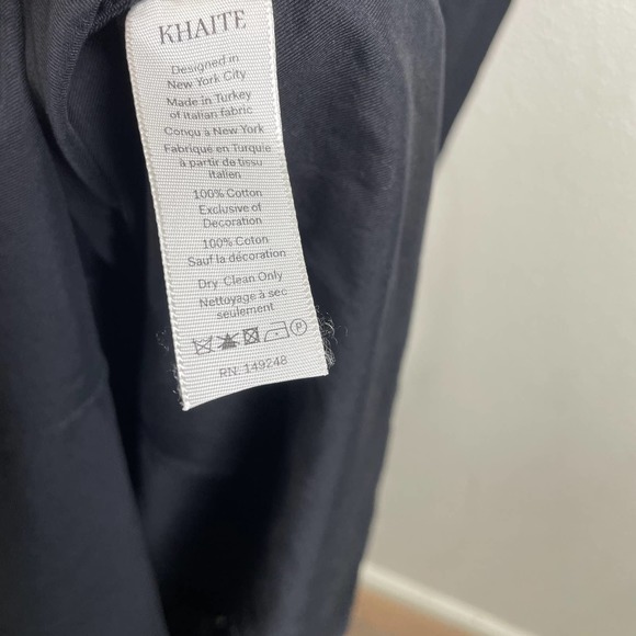 Khaite Size 8 Slip Midi Blair Tie Back Dress Black V Neck 100% Cotton Sleeveless - Picture 11 of 12